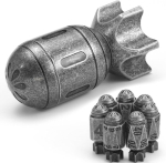 Fonvgogo Rocket metallist dnd t&auml;ringukomplekt 7 osa ja p&ouml;&ouml;rleva raketikujulise konteineriga, lahe Bullet dnd t&auml;ringukomplekt Dungeons and Dragons d&d kingituseks (rocket Old Silver)