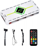 Argb kontroller 2-in-1, ventilaatori hub 9 x 4-pin Pwm ventilaatori &uuml;hendused & 5 V 3-pin Argb, magnetilise aluse ja Sata toitega, kaugjuhtimispuldiga, ventilaatori hub &uuml;hildub Asus, Msi, Gigabyte, Asrock, Aura