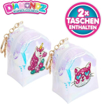 Diamondz Crystal Painting Mini kottide komplekt, 2 tk &ndash; teemantmaalikomplekt t&uuml;drukutele Kass ja &Uuml;kssarvik, Mini seljakoti v&otilde;tmehoidja teemantkleebistega, Diy teemantmaali laste k&auml;sit&ouml;&ouml;komplekt