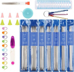 Aililong kudumisvardad komplekt 35 kahe otsaga 2.0-5.0 mm metallist varraste komplekt 20 cm l&uuml;hikesed sirged kudumisvardad sokkide jaoks sisaldab kudumistarvikuid