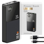 Kiirlaadimisega varupatarei kolme v&auml;ljundiga, 20000mAh, 22.5W, LIVMAN Q8
