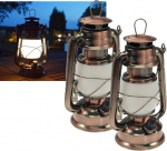 Chilitec Led telkimislatern, 2 tk, telkimislamp, 23 cm, dimmerdatav, patareitoitel, 4 x Aa Mignon, retro aialatern koos kronsteiniga, soe valge valgus