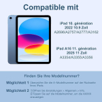 Vobafe klaviatuuriga &uuml;mbris Ipad A16 11/10 p&otilde;lvkonnale (2025/2022, 11/10,9 tolli) - 7 v&auml;rvi valgustusega magnetiline eemaldatav klaviatuuri kaitse&uuml;mbris pliiatsi hoidjaga Ipad 11./10. p&otilde;lvkonnale, sinine