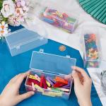 Benecreat 4 l&auml;bipaistva plastist hoiukarbi pakki, ristk&uuml;likukujulised konteinerid, suur karp hingedega kaantega v&auml;ikeste esemete, helmeste ja ehtetarvikute jaoks, 15 x 6 x 6,8 cm