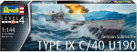 Revell mudelikomplekt i saksa allveelaev type ix c/40 (u190) i detailne 4. taseme allveelaeva komplekt i 115 osa i m&otilde;&otilde;tkava 1:144 i lastele ja t&auml;iskasvanutele alates 12. eluaastast, v&auml;rvimata