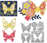 Mayjoydiy mitmekihiline liblikas, valmistatud s&uuml;sinikterasest, v&auml;ljal&otilde;igatud lille-/lehemuster, metallist l&otilde;ikevormid, liblika loomade l&otilde;ikamise &scaron;abloon scrapbooking'uks, isetehtud kaardid