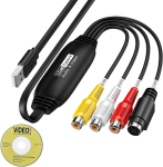 Video Grabber kannab Vhs-i Usb 2.0 Hi8 Vhs-i digitaliseerimise Dvd-videokaardi Rca/s-video adapteriga, Vcr-i digitaalkonverter Macile, Windows 2000, Xp, Win7/8/10/11