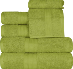 Superior Long Staple 100% kammitud puuvillast 700 g/m&sup2; vastupidav pehme ja imav 6-osaline &uuml;hekihline r&auml;tikukomplekt, 2 n&auml;o-/pesulappi, 2 k&auml;ter&auml;tikut, 2 vannir&auml;tikut, Green Essence