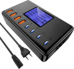 Layajia usb c laadija, 152 w usb laadija lcd-ekraaniga, 4 usb a porti ja 4 usb c porti kiirlaadija usb c toiteplokk iphone 16, ipad, samsung ja muudele seadmetele jne. must