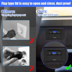 Cgeamdy matkaauto pistikupesa laadimispesa, usb pistikupesa laadimispesa, autolaadija, usb pistikupesa 12v-24v, kiire laadimine veekindel l&uuml;litiga, auto usb pordi laadimispesa nupul&uuml;litiga (sinine)