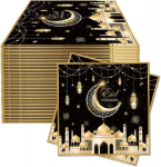 Eksklusiivne eid ramadani dekoratsioon - Buscando Ramadan Kareem Eid Mubarak dekoratsioon, salvr&auml;tikuhoidjad, eid salvr&auml;tikud, kuldne/valge, x cm, pabersalvr&auml;tikud (48 tk)