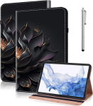 Glandotu &uuml;mbris redmi pad pro 12.1 2024 jaoks, folio klapp nahast kaitse&uuml;mbris pliiatsi hoidiku, aluse ja rahakoti kaanega redmi pad pro 12.1 tahvelarvutile - purple lotus