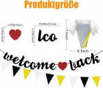2 tk Welcome Back vanik, kolmnurkse lipu b&auml;nner must kuld, must Welcome Back vanik ja kolmnurkne lipp klassiruumi koolihooaja perepeo kaunistuseks
