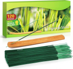 Scent-hi Citronella viirukipulgad, naturaalse tsitronella eeterliku &otilde;li komplekt, 120 pulka sise- ja v&auml;listingimustes kasutamiseks, aeda, r&otilde;dudele, terrassidele, viirukihoidjaga