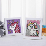 Ymjd Diy 5d teemantmaali komplektid, 2 tk lastele, kristalltikand, k&auml;sit&ouml;&ouml; seinakaunistuseks kodus (&uuml;kssarvik 15 x 15 cm ja hobune 15 x 20 cm)