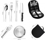 10-osaline matkan&otilde;ude komplekt 2 inimesele, kaasaskantav s&ouml;&ouml;giriistade komplekt, roostevabast terasest matkas&ouml;&ouml;giriistade komplekt matkamiseks, piknikuks, matkamiseks