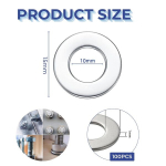 Eupdd 100 roostevabast terasest ukse seibid: m10 x 15 mm paigaldusr&otilde;ngad, seibid, uksehing, paigaldusr&otilde;ngad, toauksed, seibid uksele, uksehingede paigaldusr&otilde;ngad standardsetele toauksedele