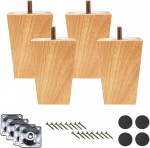 Mirthbuy 4 tk puidust diivanijalad m&ouml;&ouml;blijalad 6/10 cm puiduv&auml;rvi m&ouml;&ouml;blijalad toolidele diivanitele ja kappidele koos kruvide ja seibidega (48 x 48 x 100 mm)