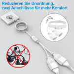 Euro pistikuga pikendusjuhe, 5 m pikendusjuhe, lame pistikupesa adapter, 2-in-1 toitekaabel, kolmekordne c-t&uuml;&uuml;pi pistik, max 0,75 mm&sup2;, lame pikendusjuhe telerile, arvutile, monitorile