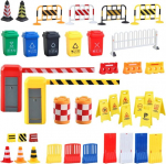 Mostede miniatuursed liiklusm&auml;rkide m&auml;nguasjad, 40 tk, mini liikluskoonused, plastikust aed, teet&otilde;kete sildid, m&auml;ngukomplekt, ehitusplatsi silt, liiklust&otilde;kke m&auml;nguasi liiklusalaste teadmiste &otilde;ppimiseks lastele