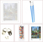 Airdea London Street maalimine numbrite j&auml;rgi t&auml;iskasvanutele, isetehtud k&auml;sitsi maalitud &otilde;limaalikomplekt, Tower Bridge maalimine numbrite j&auml;rgi 3 pintsli ja akr&uuml;&uuml;lv&auml;rviga 40 x 50 cm (ilma raamita)