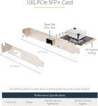 Startech.com 10gbe Pci Express Sfp+ v&otilde;rgukaart - fiiberoptiline v&otilde;rgukaart Sfp+ pordiga - avatud Sfp+ Msa-&uuml;hilduvatele fiiberoptilistele / vaskmoodulitele / otse&uuml;henduskaablile - 10gbit fiiberoptiline Pcie