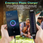 Lekaufen led-telkimislamp solar 2000 lm, laetav telkimislatern 6500 mah, magnetiline telkimisvalgusti telgilamp, v&otilde;imsustaseme n&auml;idik, 5 valgusrežiimi lehtla valgustuse h&auml;daolukorra varikatusele
