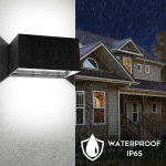 Kingwei 20 W Led v&auml;lisseinalamp, &uuml;les ja alla reguleeritav valgusvihk, 2 v&auml;lisseinalambi pakki, veekindel Ip65, seinalambid, must seinavalgustus, sise-/v&auml;litingimustes, k&uuml;lm valge (must)