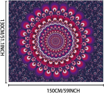 Webeedy Mandala seinavaip, lilla ja punane lilleline seinakaunistus, boheemlaslik seinakunst, mandala esteetiline seinavaip, sisekujundus magamistuppa, elutuppa, &uuml;hiselamusse, kodukaunistus (1,5 x 1,3 m)
