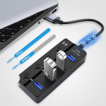 Horjor usb 3.0 hub usb splitter multi usb port eraldi l&uuml;liti ja led indikaatoritega, 4 usb hub porti 1 usb 3.0 ja 3 usb 2.0 pordiga kiireks andmeedastuseks ja laadimiseks