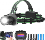 Sogdeco laetav led pealamp, &uuml;liergas 9000 luumenit, 7800 mah, 10 valgusrežiimi, pealamp anduri ja punase tulega, ipx7 veekindel matkamiseks, matkamiseks, kalastamiseks