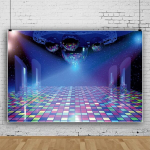 Yongfoto vin&uuml;&uuml;lfoto taust diskovalgustusega lava taust peegelpallid l&auml;ikivad t&auml;hed fotograafia taust peokaunistus fotostuudio taustad 2,5 x 1,8 m