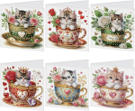 Dcidbei Diy teemantmaalimiskaardid 8 t&uuml;kki Rhinestone k&auml;sit&ouml;&ouml; &otilde;nnitluskaart Teemantmaalimine Numbrite j&auml;rgi maalimine kinkekaart S&uuml;nnip&auml;evakaardid S&uuml;nnip&auml;evakaart (cat Retro)