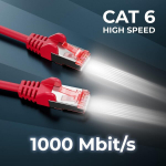 Deleycon 7.5m Cat6 patch-kaabel gigabit Lan Dsl v&otilde;rgukaabel - varjestus S/ftp - kullatud kontaktpinnad - Rj45 pistikud - punane