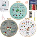 Bcuuozeeing tikkimiskomplekt algajatele, tikkimiskomplekt t&auml;iskasvanutele, lillemustriga taimede tikkimiskomplekt mustrite ja juhistega ristpistes, tikkimiskomplekt tikkimisraamiga