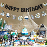 Cheereveal Fish Happy Birthday b&auml;nner, Gone Fishing vimplitega vanik, magevee tiigi v&auml;lispidine soola s&uuml;nnip&auml;evapeo kaunistus, kalap&uuml;&uuml;giv&otilde;istluse pensionile j&auml;&auml;mise grillipeo tarvikud