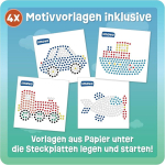 Smowo&reg; 10 mm triikimisp&auml;rlite alused s&otilde;idukid - 4 aluse ja &scaron;ablooni komplekt - auto, laev, rong, lennuk - suured tihvtplaadid lastele alates 3. eluaastast