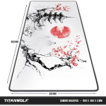 Titanwolf xxl speed gaming hiirematt 900 x 400 mm xxl hiirematt lauamatt suur suurus parandab t&auml;psust ja kiirust japan ink painting disain