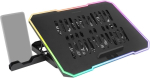 Mars Gaming Mnbc7, jahutusalus ja alus 16 tolli, rgb 10 režiimi, 6 juhitavat ventilaatorit, 6 positsiooniga alus, nutitelefoni alus, 2 usb 2.0, must