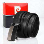 Ehtsast nahast meeste rihm Pierre Cardin, must