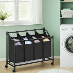Pesukorv, SONGMICS LSF005, 105 x 38,5 x 67/81 cm, Tintmust, Pesukorv, SONGMICS LSF005, 105 x 38,5 x 67/81 cm, Tintmust