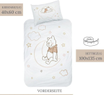 Mtonlinehandel Winnie the Pooh flanellist voodipesu, 1 padjap&uuml;&uuml;r 40 x 60 cm + 1 tekikott 100 x 135 cm, Winnie the Pooh, kuu ja t&auml;hed
