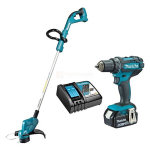Akutoitega trimmer koos kruvikeerajaga Makita DLX2489 18V, koos aku ja laadijaga