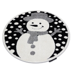 Laste vaip JOY Ring Snowman lumeinimene, lastele - Struktuuriline, kahel tasemel fliis must / koor