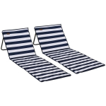Outsunny Beach Mat 2 kokkupandav reguleeritav kandekott ajakirja kott Steel Oxford sinine + valge, Schwarz, Blau, Wei&szlig;