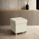 Hoiukastiga tool, istumiskast hoiuruumiga, 38 x 38 x 40 cm, kreemvalge