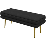 Polsterdatud istepink hoiuruumiga, teras, 100 cm x 37,5 cm x 42 cm, must