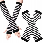 S&otilde;rmeteta Goth Halloween triibulised pikad kindad must-valged