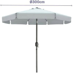 Marbueno Parasol Acier 8 Baguettes D300 cm Pol&uuml;ester Valge Aed Bassein Terrass 10491