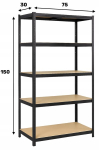 Mustast metallist hoiuriiul Legger 150x75x30cm, koormus 875kg